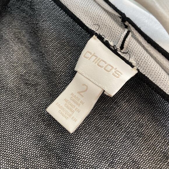 Chico's Women's Black White Sheer Open Tunic Cardigan Size 2 Large Lagenlook‎ - Picture 5 of 11